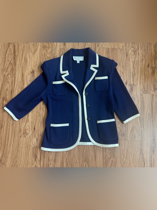 St. John Collection Jackets & Blazers - St. John Navy Blue Blazer with Cream Trim